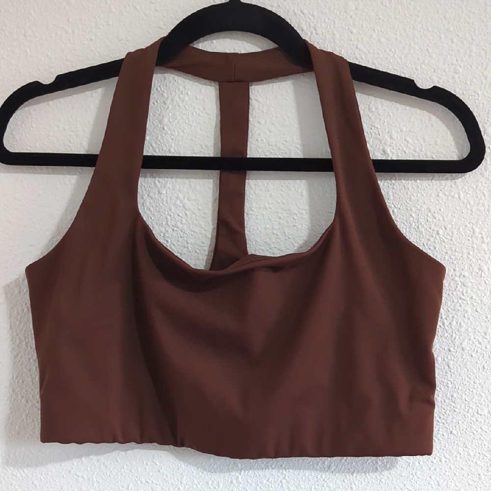 Girlfriend Collective Brown T-Strap Sports Bra - Size XL